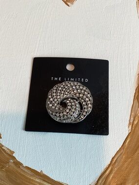 The Limited Silver Crystal Swirl Pin Brooch